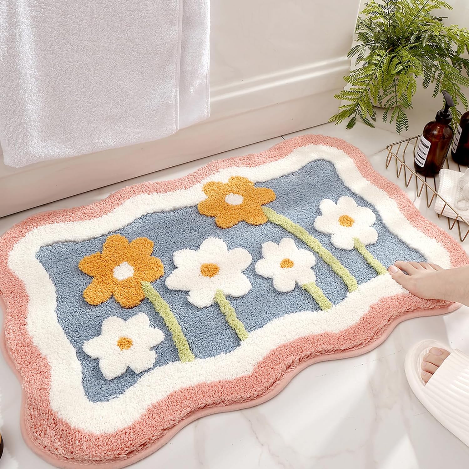 Quick Dry Diatomite Bath Mat - พรมเช็ดเท้ากันลื่น นุ่มเหมือนขนสัตว์เทียม แห้งเร็ว ป้องกันสิ่งสกปรก สำหรับห้องน้ำ อ่างอาบน้ำ