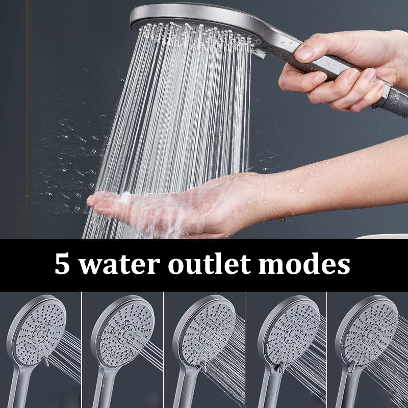 หัวฝักบัวสีดำ 5 โหมด ปรับแรงดั - High Pressure Shower Head Handheld บทวิจารณ์และราคา