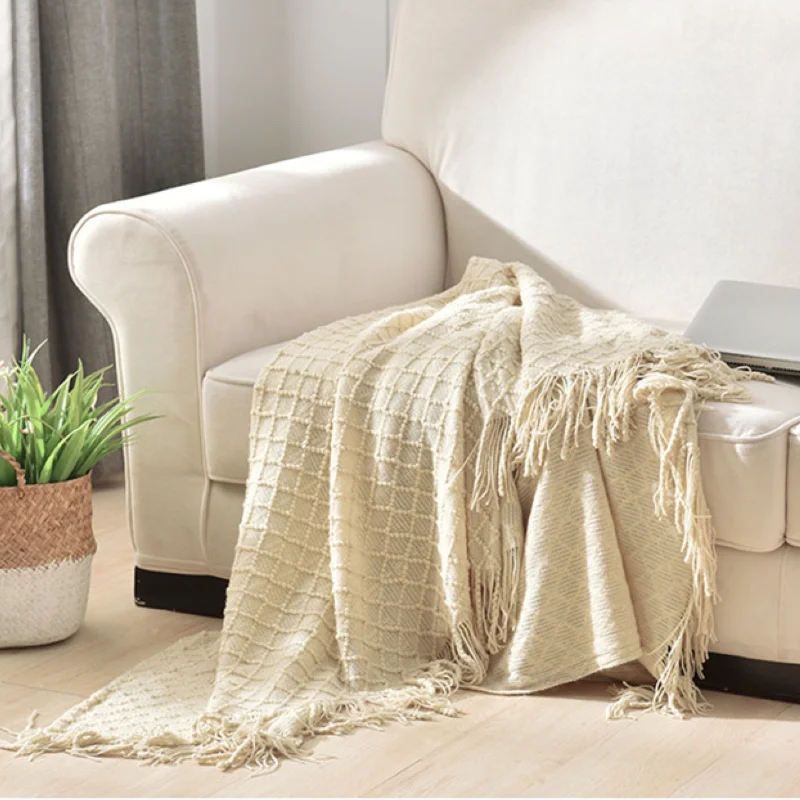 ผ้าห่มถักลายทอสีเหลืองมัสตาร์ด - Boho Throw Blanket Fringe บทวิจารณ์และราคา