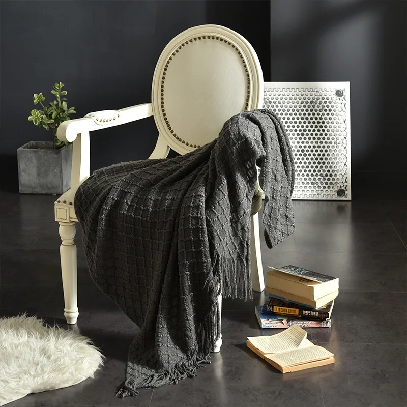 ผ้าห่มถักลายทอสีเหลืองมัสตาร์ด - Boho Throw Blanket Fringe บทวิจารณ์และราคา