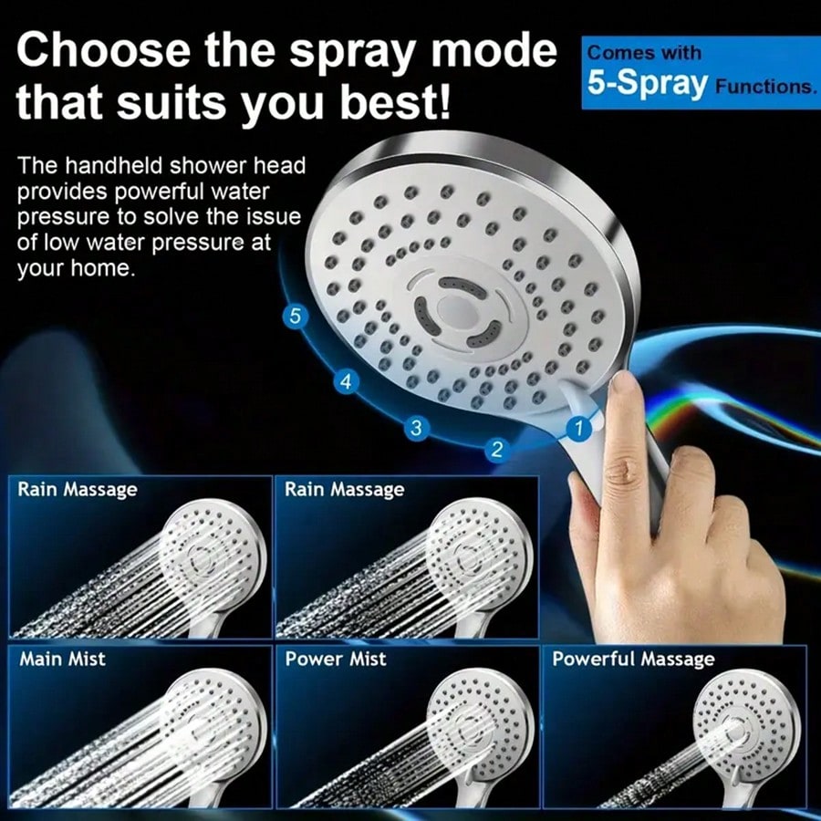 ชุดฝักบัวแบบผสม ทั้งแบบติดผนัง - High Pressure Shower Head Handheld บทวิจารณ์และราคา