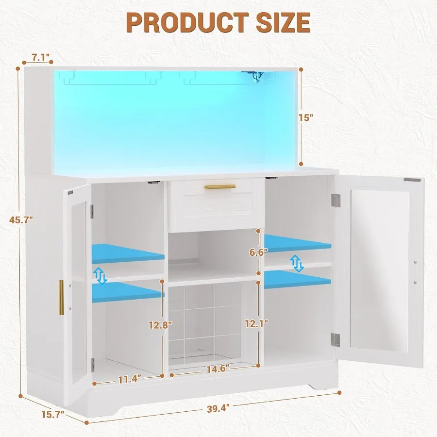 ตู้บาร์กาแฟพร้อมไฟ LED RGB และ - Storage & Organization บทวิจารณ์และราคา