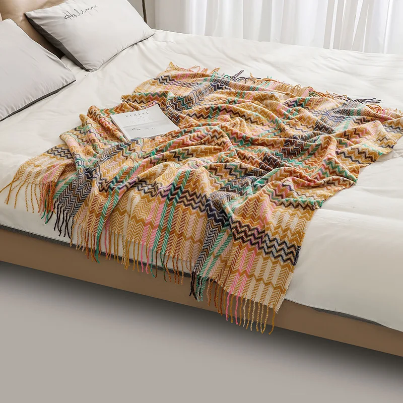 ผ้าห่มคลุมโซฟาลายโบโฮเวฟ พร้อม - Boho Throw Blanket Fringe บทวิจารณ์และราคา